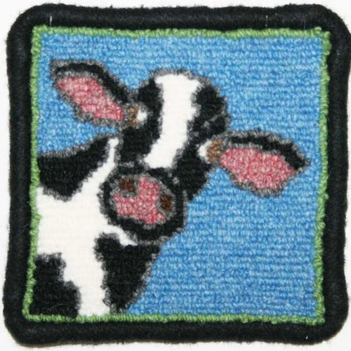 Complete Coaster Rug Hooking Kit - Cow 1 Complete Coaster Rug Hooking Kit - Cow